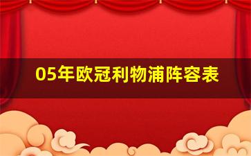 05年欧冠利物浦阵容表