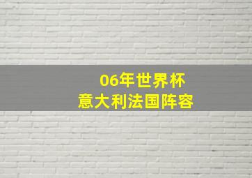 06年世界杯意大利法国阵容