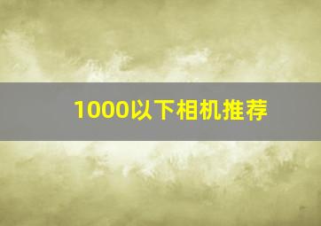 1000以下相机推荐