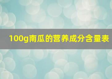 100g南瓜的营养成分含量表