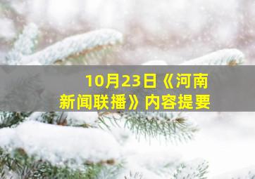 10月23日《河南新闻联播》内容提要