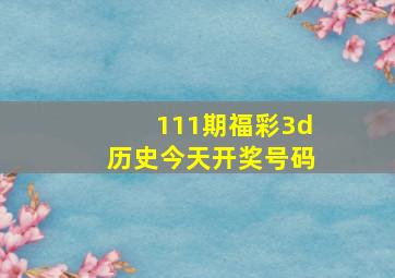 111期福彩3d历史今天开奖号码