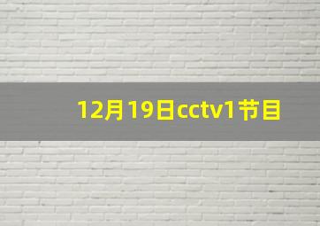 12月19日cctv1节目