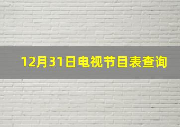 12月31日电视节目表查询