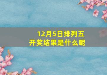 12月5日排列五开奖结果是什么呢