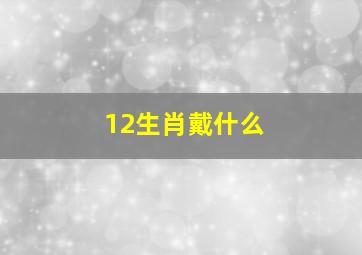 12生肖戴什么