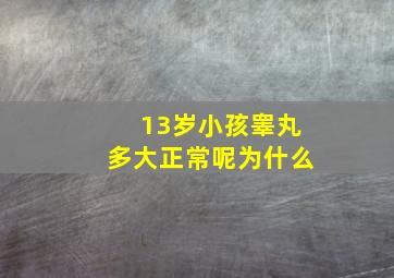 13岁小孩睾丸多大正常呢为什么