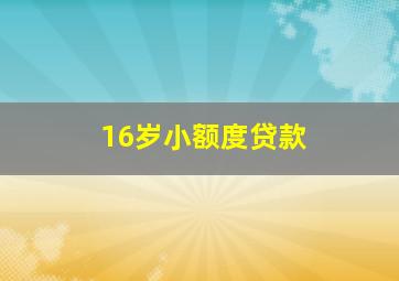 16岁小额度贷款