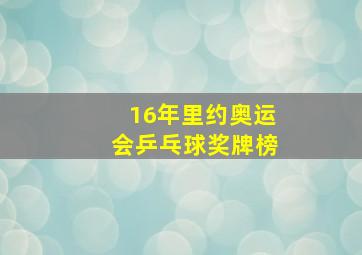 16年里约奥运会乒乓球奖牌榜