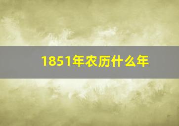 1851年农历什么年