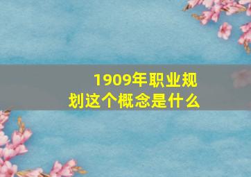 1909年职业规划这个概念是什么