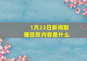 1月23日新闻联播回放内容是什么