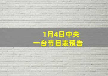 1月4日中央一台节目表预告