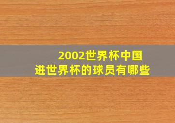 2002世界杯中国进世界杯的球员有哪些