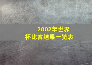 2002年世界杯比赛结果一览表