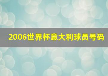 2006世界杯意大利球员号码