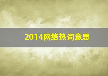 2014网络热词意思