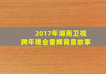 2017年湖南卫视跨年晚会雷辉背景故事