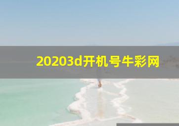 20203d开机号牛彩网