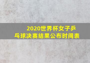 2020世界杯女子乒乓球决赛结果公布时间表