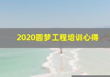 2020圆梦工程培训心得