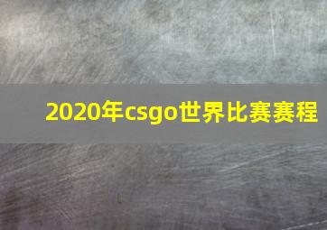 2020年csgo世界比赛赛程