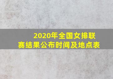 2020年全国女排联赛结果公布时间及地点表