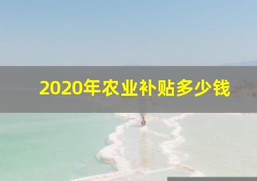 2020年农业补贴多少钱