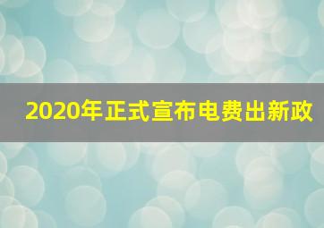 2020年正式宣布电费出新政