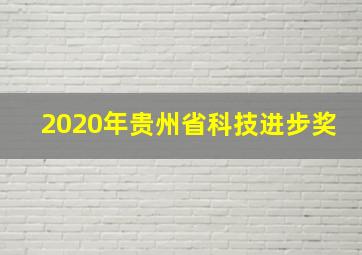 2020年贵州省科技进步奖