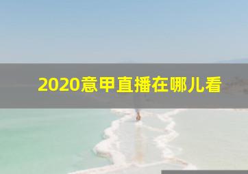 2020意甲直播在哪儿看