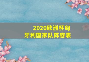 2020欧洲杯匈牙利国家队阵容表