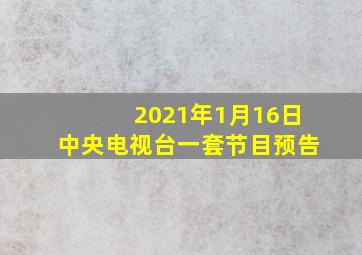 2021年1月16日中央电视台一套节目预告