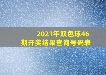 2021年双色球46期开奖结果查询号码表