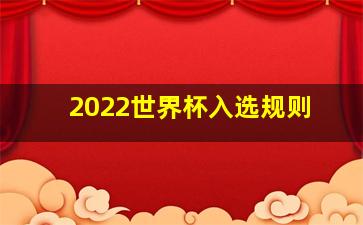 2022世界杯入选规则