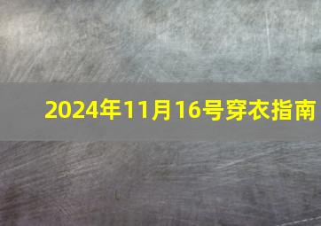 2024年11月16号穿衣指南