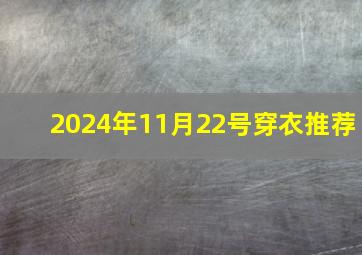 2024年11月22号穿衣推荐