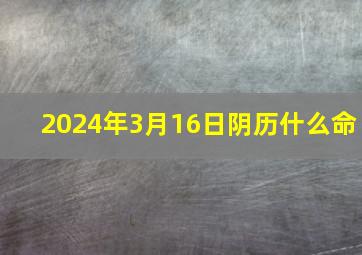 2024年3月16日阴历什么命