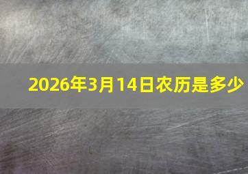 2026年3月14日农历是多少