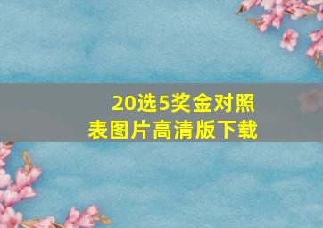 20选5奖金对照表图片高清版下载