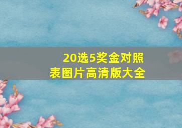 20选5奖金对照表图片高清版大全