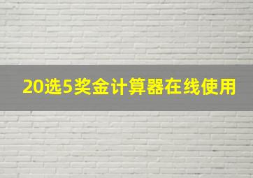 20选5奖金计算器在线使用