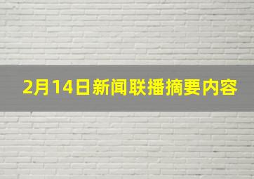 2月14日新闻联播摘要内容