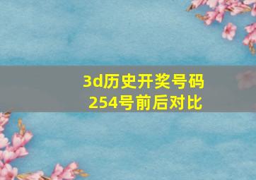 3d历史开奖号码254号前后对比