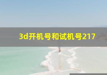 3d开机号和试机号217