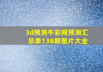 3d预测牛彩网预测汇总表138期图片大全