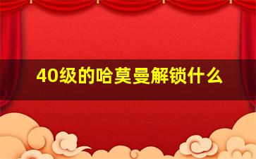 40级的哈莫曼解锁什么