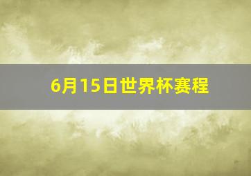 6月15日世界杯赛程