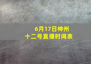 6月17日神州十二号直播时间表