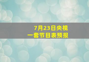 7月23日央视一套节目表预报